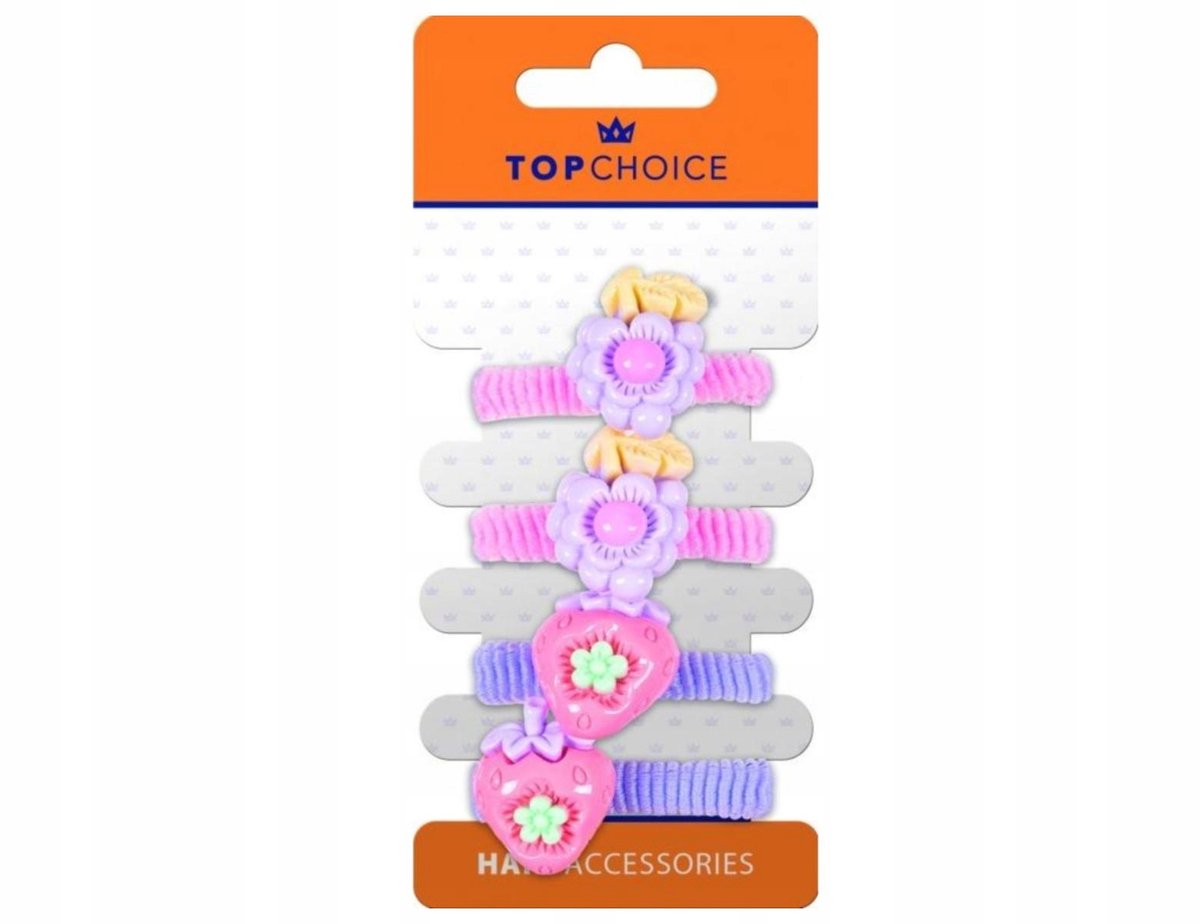 Top Choice Haarbandjes 22920 - Set van 4 Stuks met Fruitmotief