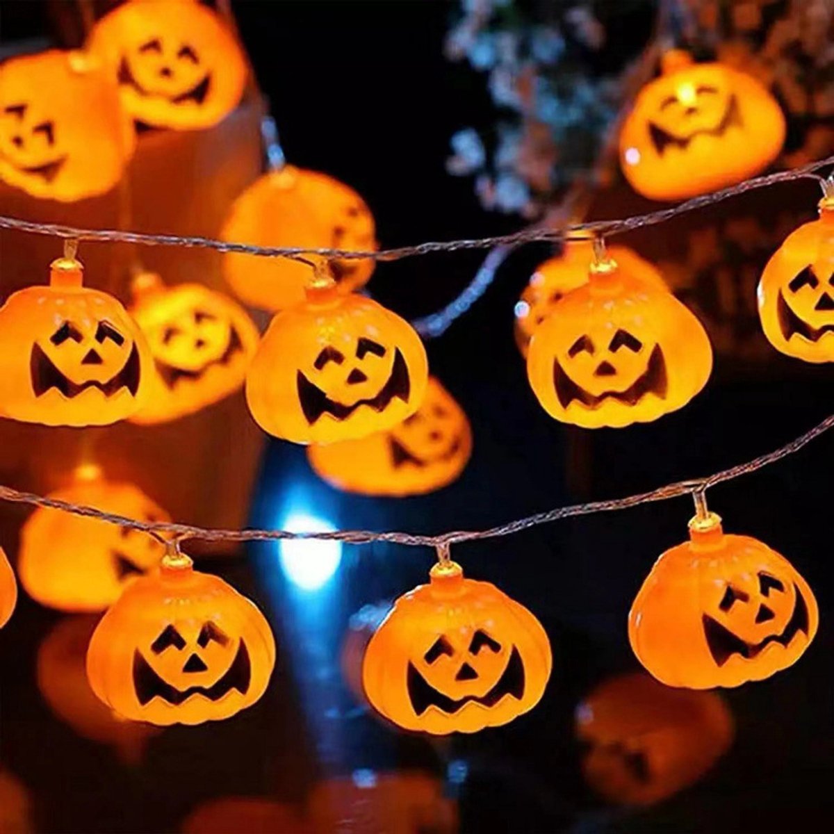 Halloween pompoen lichtslinger, 3M Halloween buitenverlichting met 20 pompoenlampjes, hangende pompoen lichtslinger voor feestjes, terras, tuin en raamdecoratie