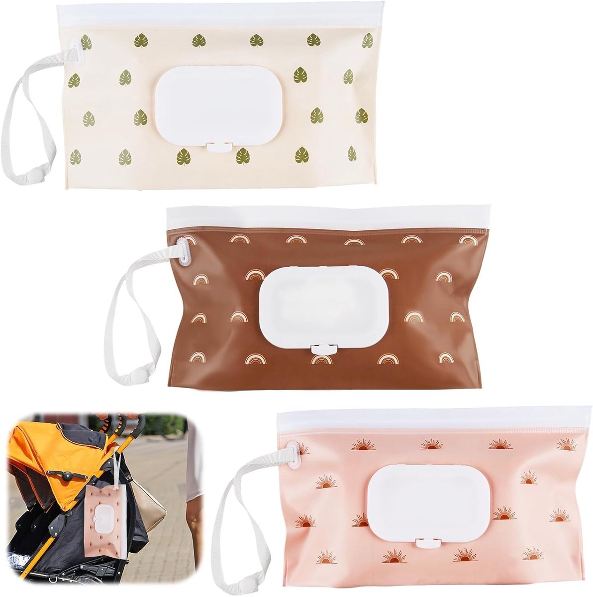 Herbruikbare en Waterdichte Opbergdozen - Set van 3, Geschikt voor Kinderwagens, Reizen en Buitenshuis, Met Flipdeksel en Stofbescherming