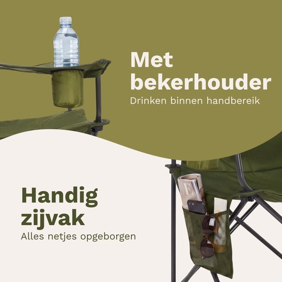 TRVLMORE Campingstoelen XXL - Opvouwbaar - 2-Pack - 160KG Draagvermogen - Incl. Draagtas - Klapstoel - Visstoel - Kampeerstoel - Vouwstoel - Groen — afbeelding 5