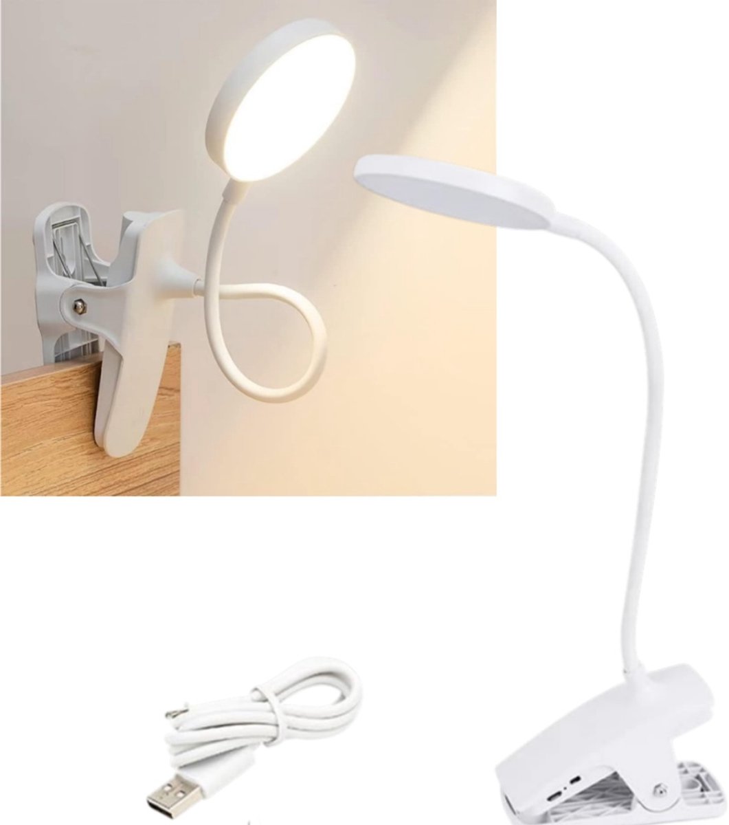 1 stuk - Clip-on wandlamp voor leesplezier - Drie kleuren instelbaar licht - Kleine bureaulamp - Invullicht voor make-up - Standaardformaat 12*11,2*39,2 cm - Voor lezen naast het bed in een studentenkamer, make-upverlichting - Wit
