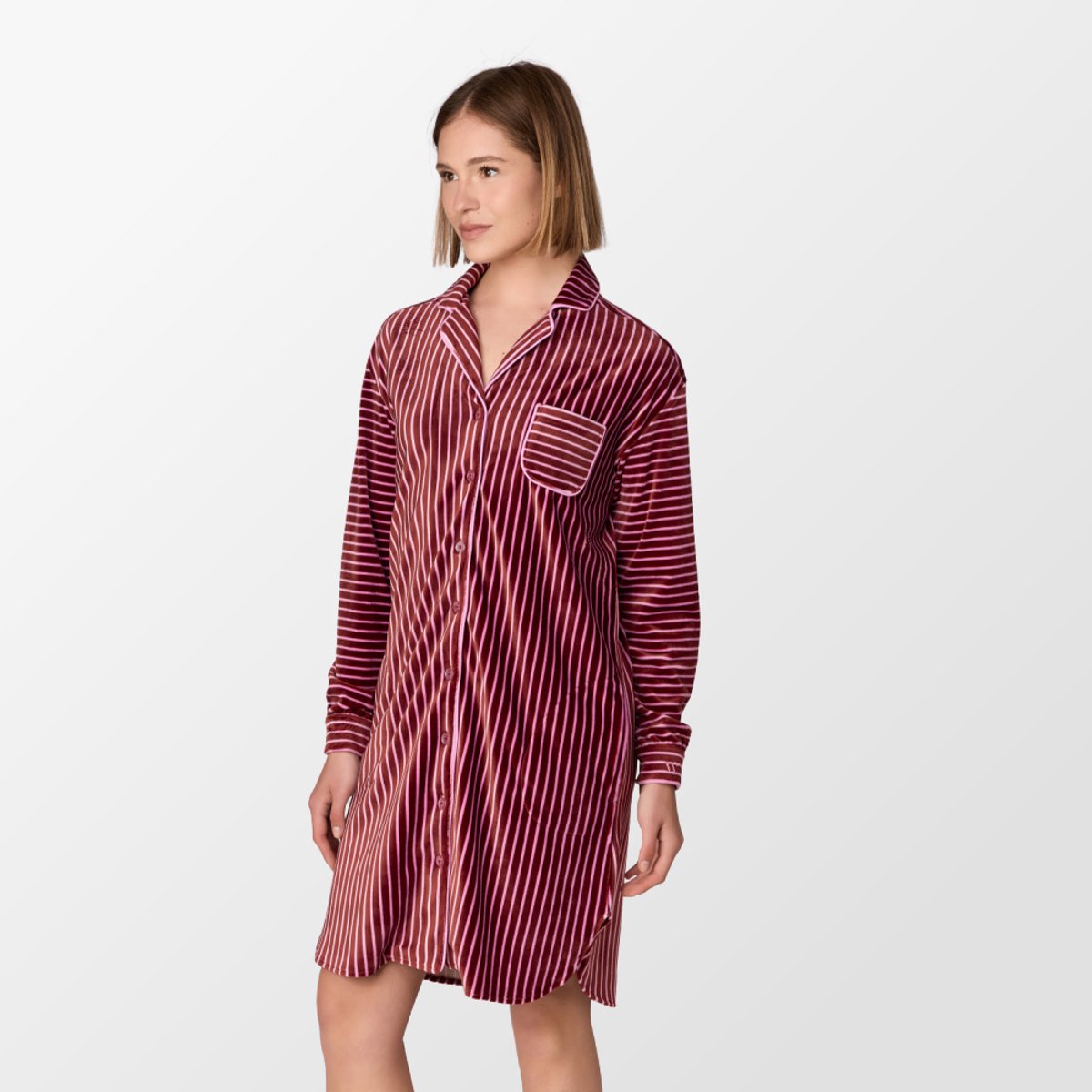 Woody Dames - Slaapkleed roze streep - maat XS