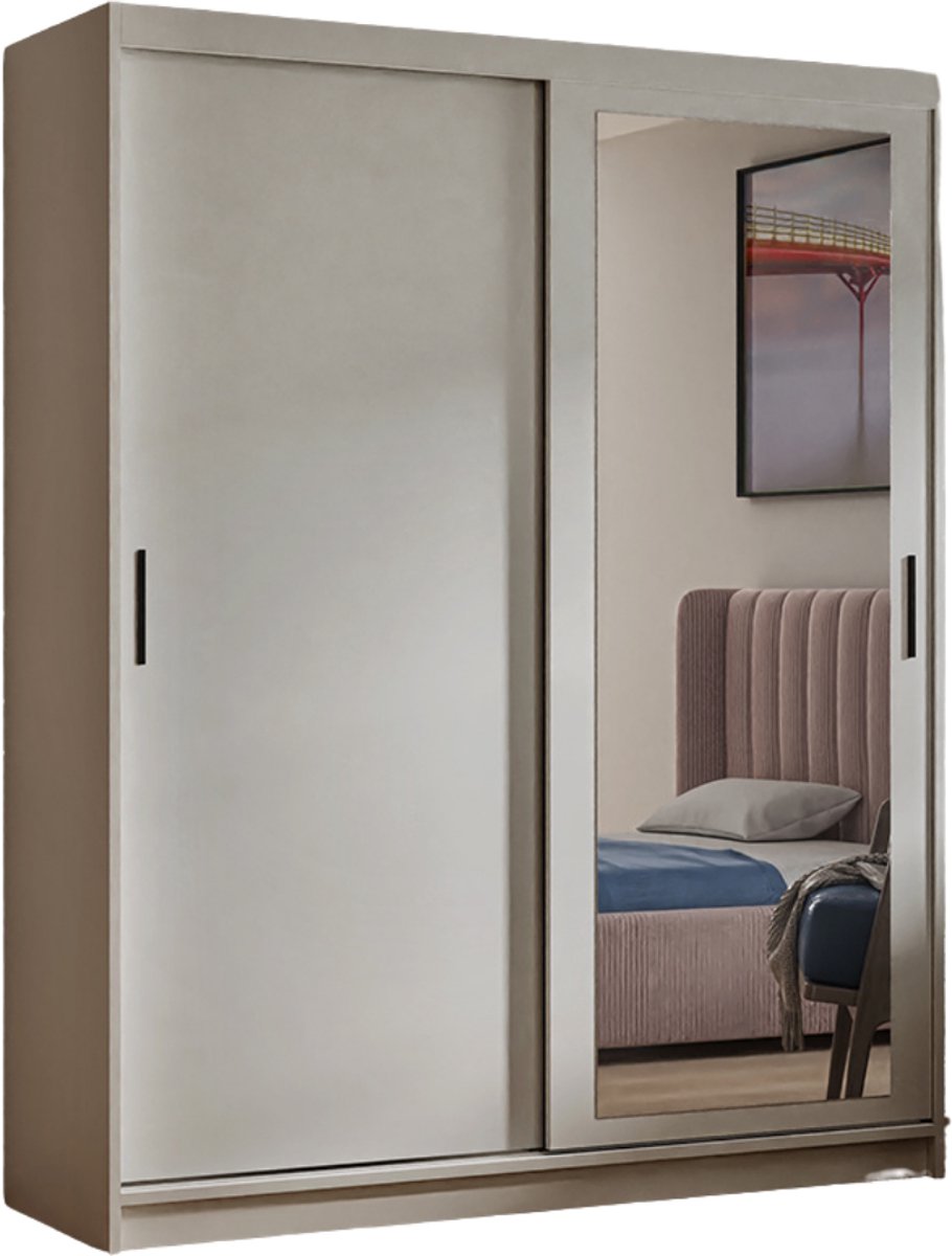 Kledingkast Henry met spiegel 120 cm inclusief 2 schuifdeuren Schuifdeurkast kasjmier