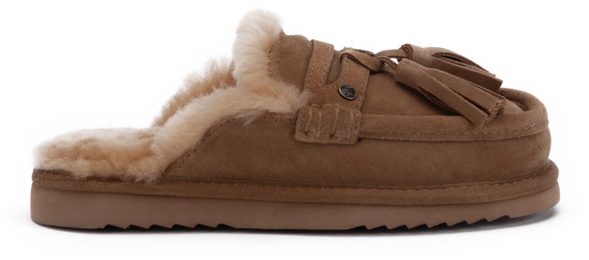 Warmbat Temora Suede tassels Dames Sloffen - Beige