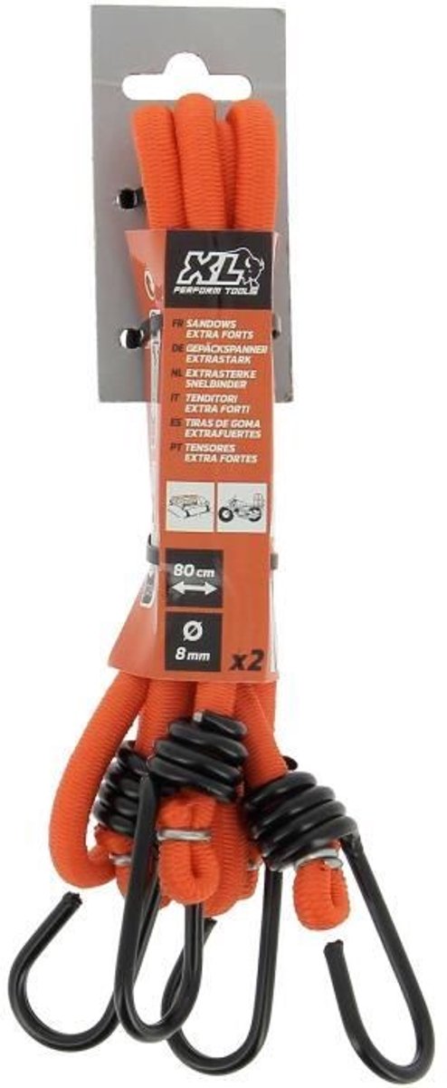 Set van 2 elastische koorden/spanners - XL PERFORM TOOLS - Diameter 10 mm - Lengte 80 cm