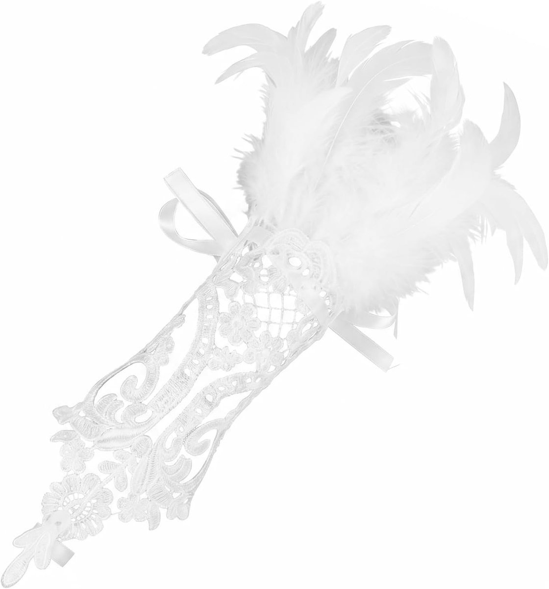 Lace Handschoenen met Veertjes, Gothic Vingerloze Handschoenen voor Carnaval en Halloween, Perfect voor Swan Kostuum Accessoire en Feestjes