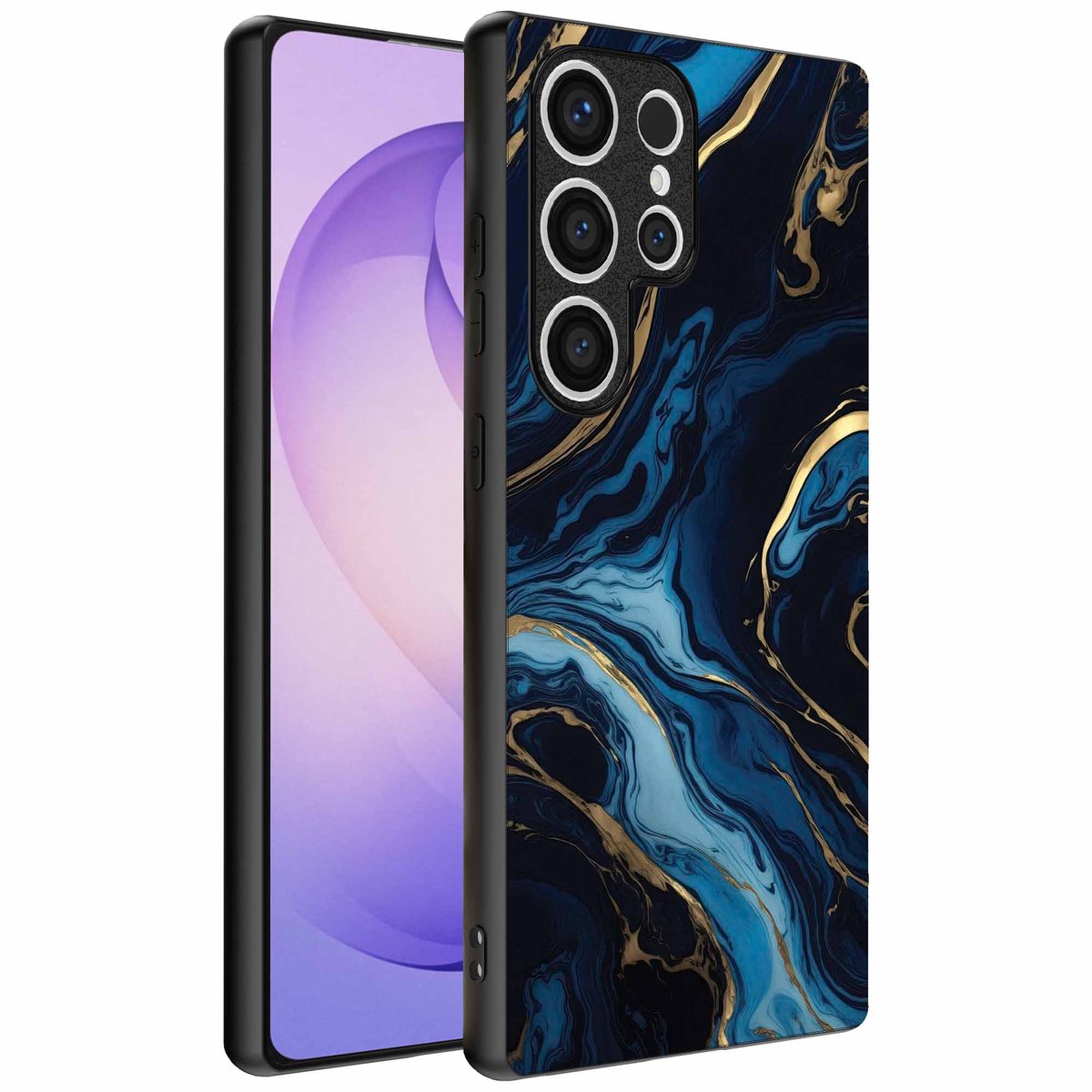 Geschikt voor Samsung Galaxy S26 Ultra Telefoonhoesje met marmer opdruk - TPU backcover case gold blue marble design - Goud Blauw - Smartphonica geschikt voor Samsung Galaxy S26 Ultra