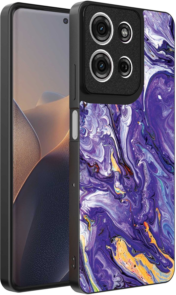 Geschikt voor Motorola Edge 60 Fusion Telefoonhoesje met Paars Goud Marmer Opdruk - TPU Backcover Case Purple Gold Marble Design - Paars Goud - Smartphonica geschikt voor Motorola Edge 60 Fusion