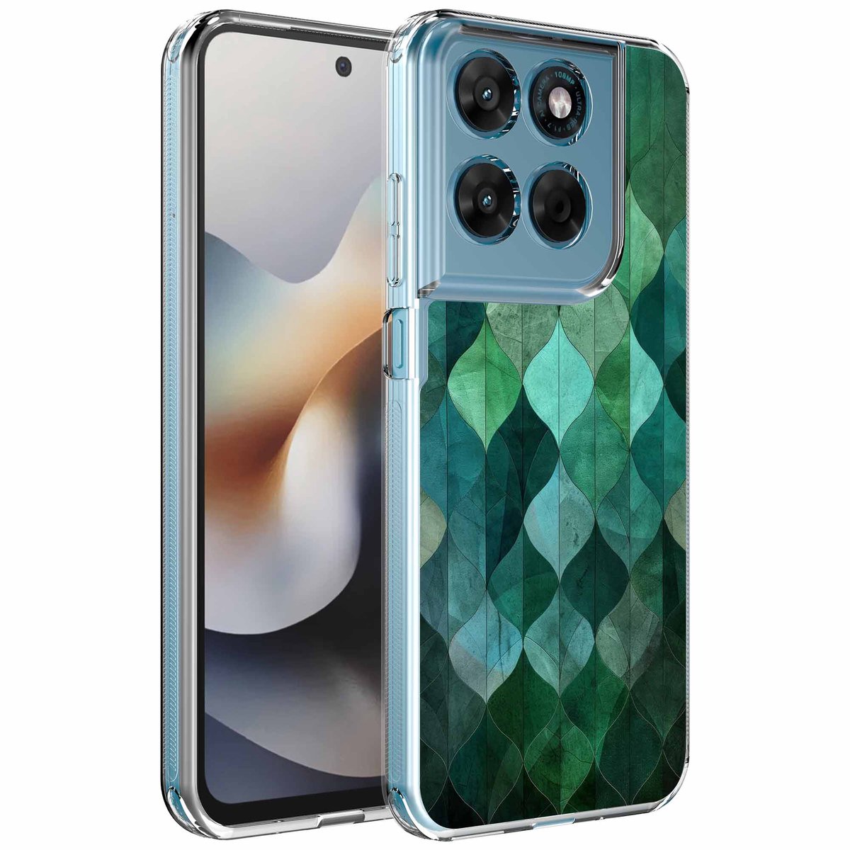 Smartphonica Geschikt voor Motorola Moto G56 Telefoonhoesje met Groene Bladeren opdruk - Draadloos op te laden - Shockproof Siliconen TPU Strong Case - Sterk Schokbestendig Telefoonhoesje geschikt voor Motorola Moto G56