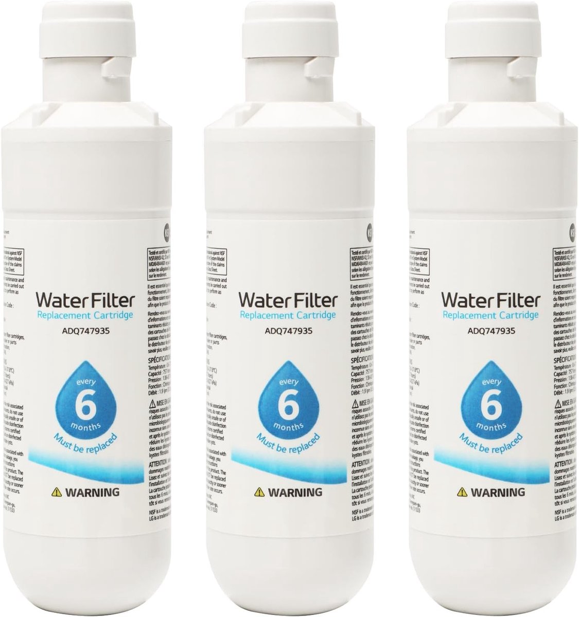Universele Externe Waterfilter voor Koelkasten, Geschikt voor LT1000P, Verwijdert Onzuiverheden en Verbeterd Smaak (3 Stuks)