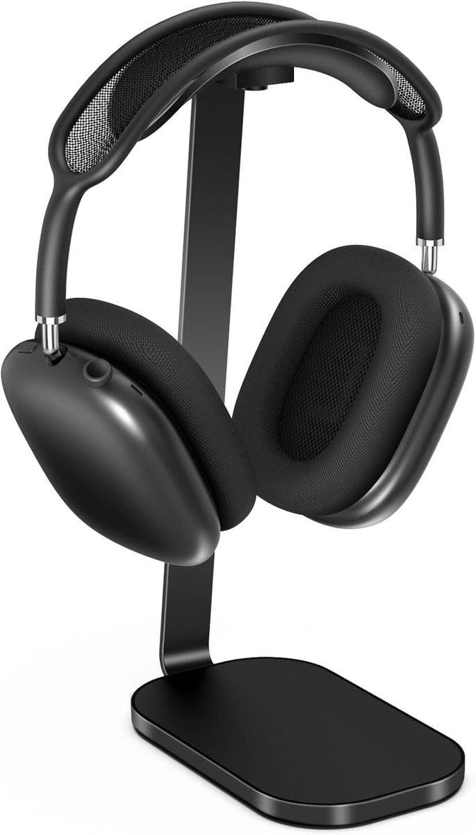 Hoofdtelefoonstandaard - Headset houder - Bureau Organisatie - Hellend ontwerp - 27 cm hoog - Zwart