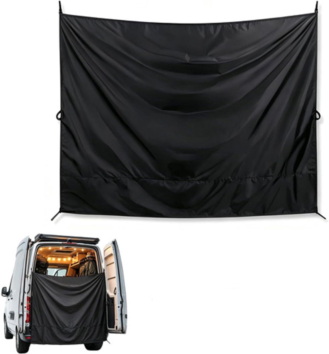 Douchegordijn voor campers/bestelwagens – 230 x 180 cm – Privacy-scherm – Buitendouchegordijn – Waterdichte Oxford-stof – Zwart