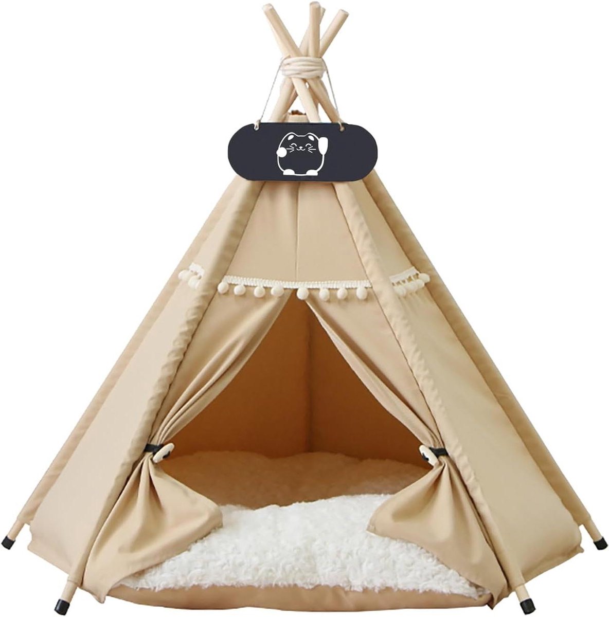 Huisdier Tent - Huisdier Nester - Ontspannen Rusten - Inclusief Kussen - 60x60x70cm - Khaki