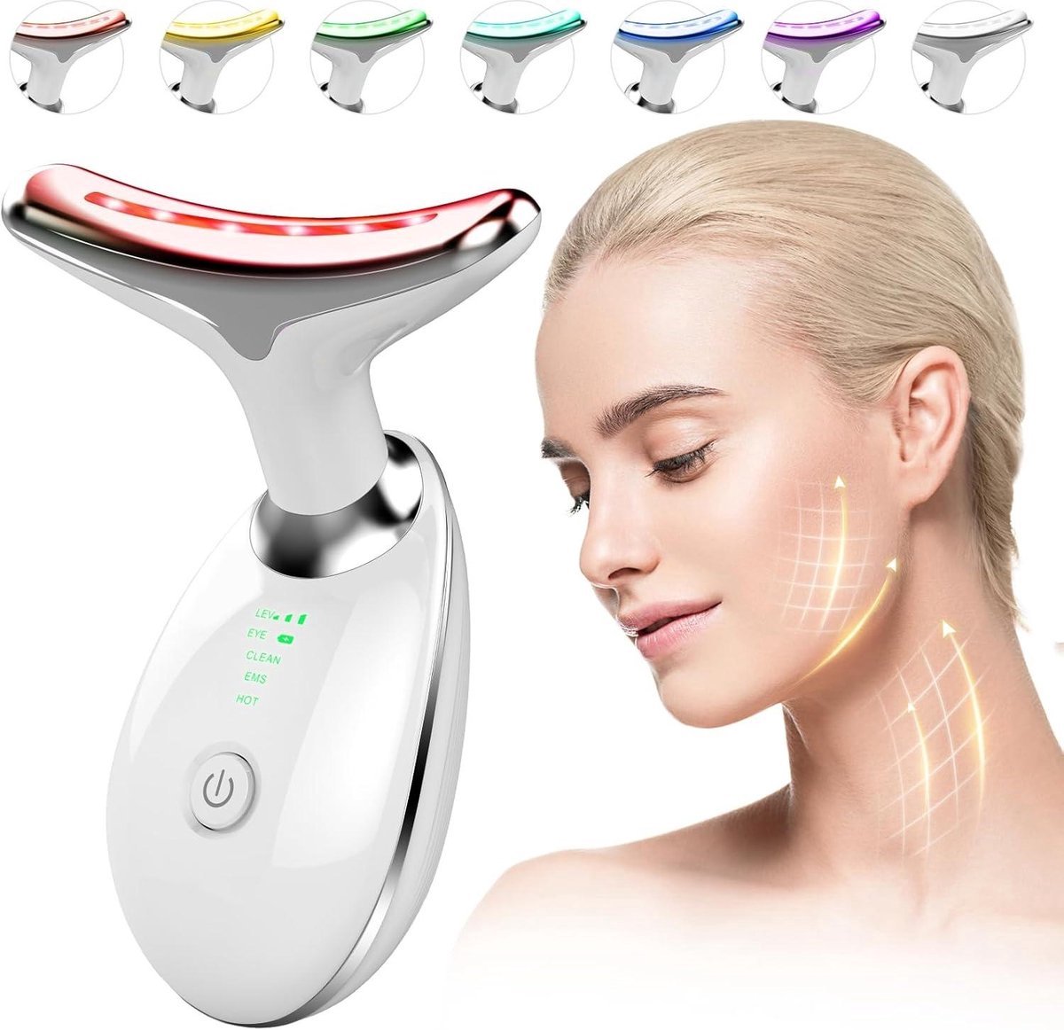 Casalora Huidverjongingsapparaat – Facelift Apparaat – 7 Kleuren LED Gezichtsmasker – Huidverzorging – USB Oplaadbaar – Gezichtsreiniger – LED Behandeling