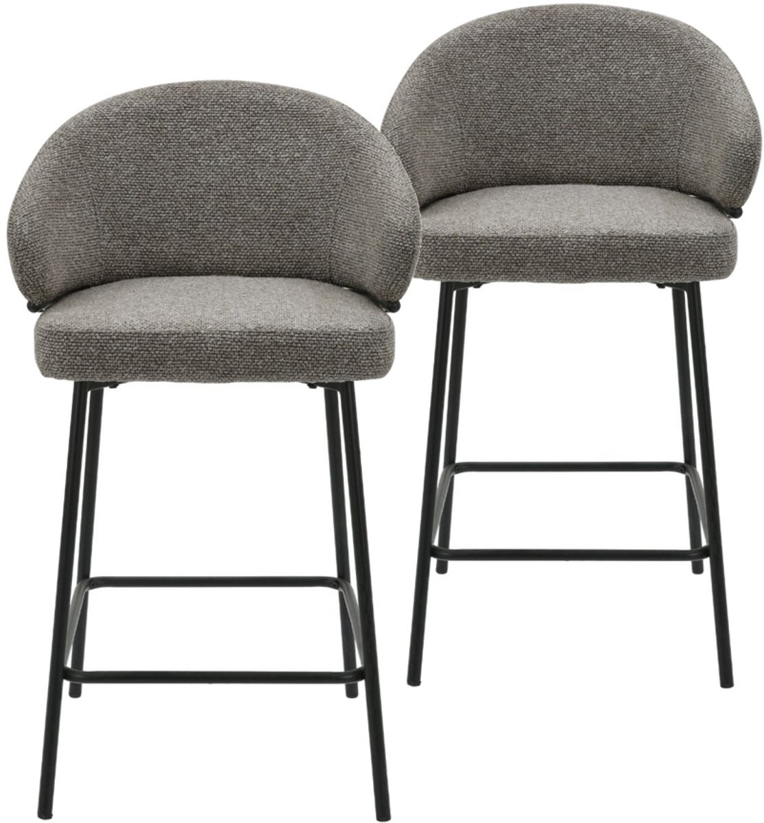 DS4U® - Sofia barkruk 65 cm - Set van 2 - Taupe met zwarte poot - Stof