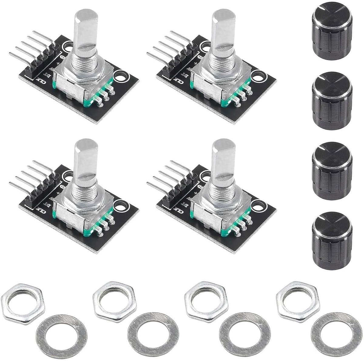 360 Graden Rotary Encoder Module voor Elektronica, Audiotoepassingen en Automatisering - 4 Stuks