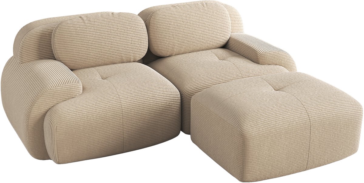 2-Zitsbank - Modulair met Chaise longue Zonder montage - Beige