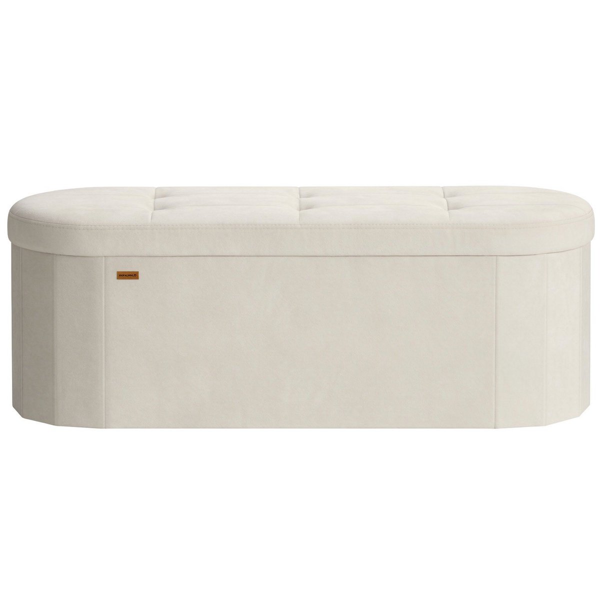 Opbergbank Voetenbank Opbergbox 39,5 x 110 x 38 cm Crèmewit 110L grote opbergruimte Met 2 tussenschotten Comfortabel zacht zitoppervlak Draagvermogen 300 kg Eenvoudig te monteren Geschikt voor woonkamer slaapkamer en hal