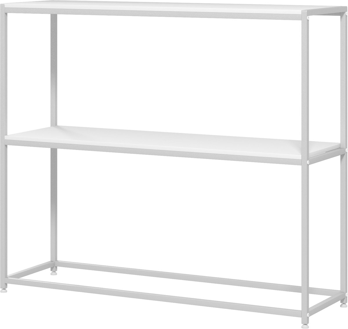 Consoletafel, ingangstafel, stalen frame, 2 planken, modern design, voor woonkamer, entree, hal, 100 x 30 x 87 cm, wit