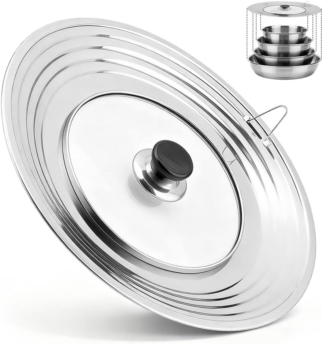 Universeel deksel voor pannen 28 cm pannendeksel, pannendeksel 28/30/32 cm van gehard glas met hittebestendige - ShopVlot