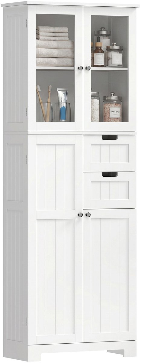 HOMCOM Badkamerkast (vloermodel) - MDF - 60x30x170cm - Wit