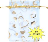 Fako Bijoux® - Organza Zakjes - 9x12cm - Hart Lichtblauw - 50 Stuks