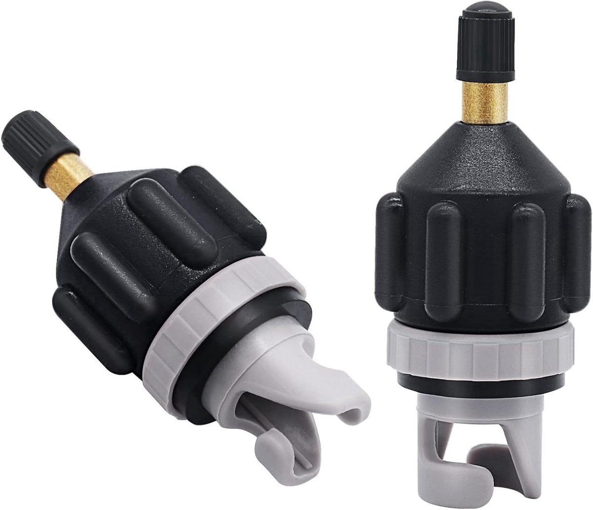2-delige opblaasbare Stand-Up Paddle Board (SUP) pompadapter - Paddle Board ventiel naar kajak ventiel adapter - Auto pomp inflator adapter - Zwart