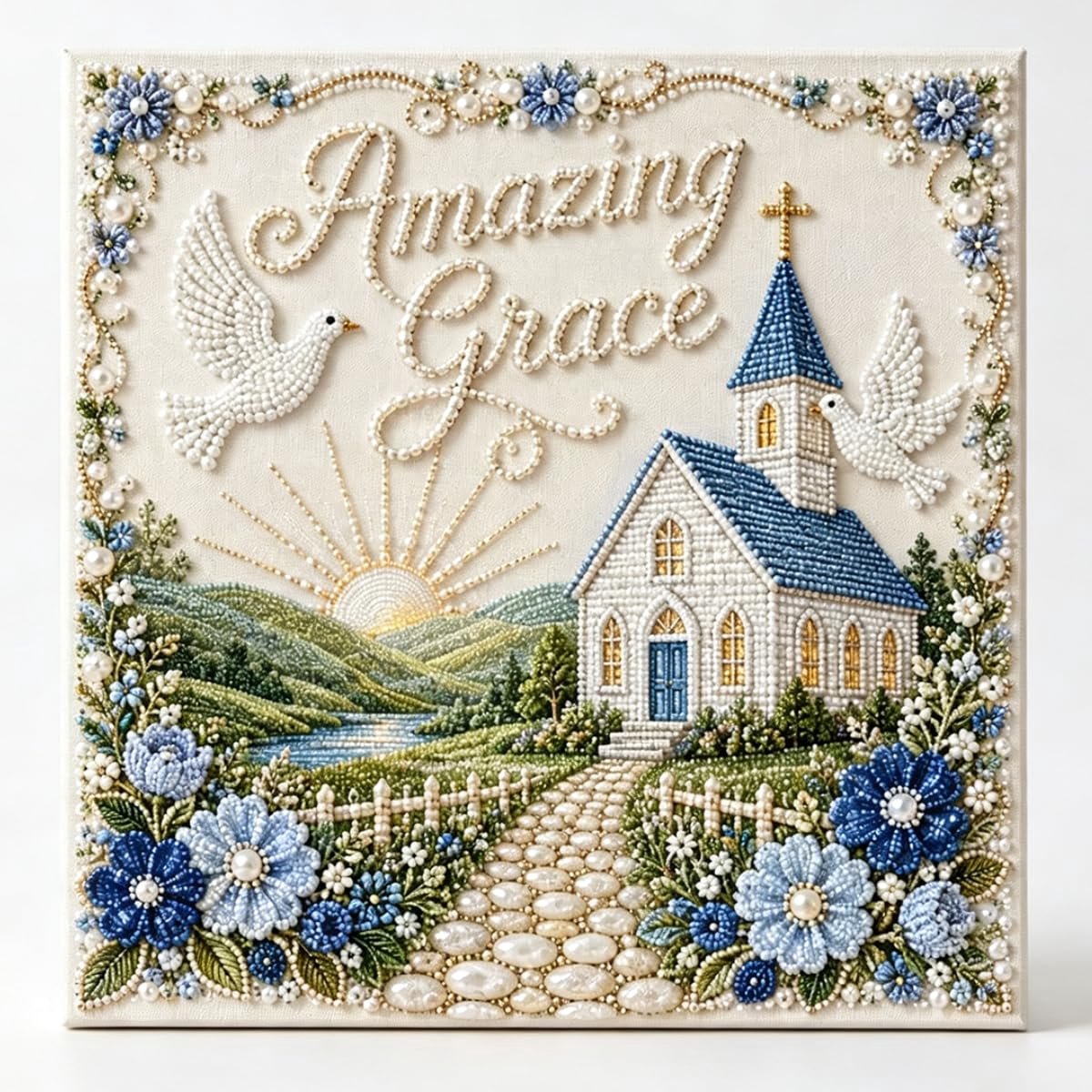 Casalora® Heilige Hymne Parel Diamond Painting – DIY 3D Geloofskunstwerk – Christelijke Wanddecoratie op Canvas – Creatieve Hobby voor Beginners en Volwassenen – Religieuze Decoratie – 20 × 20 cm
