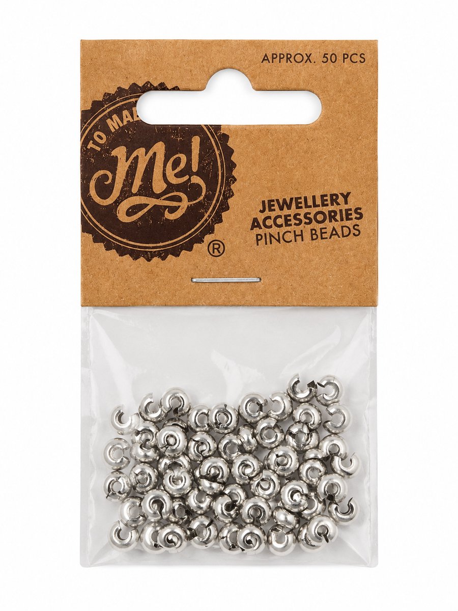 Knijpkralen Zilverkleurig – ca. 50 Stuks – Pinch Beads – Sieraden Onderdelen – Kralen voor Armbanden, Kettingen & DIY