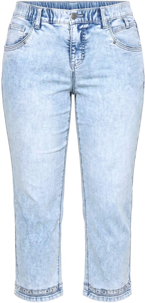 Laurasøn - Dames - 7/8 slim fit jeans zoom met borduurwerk - Gebleekt denim - Maat 54