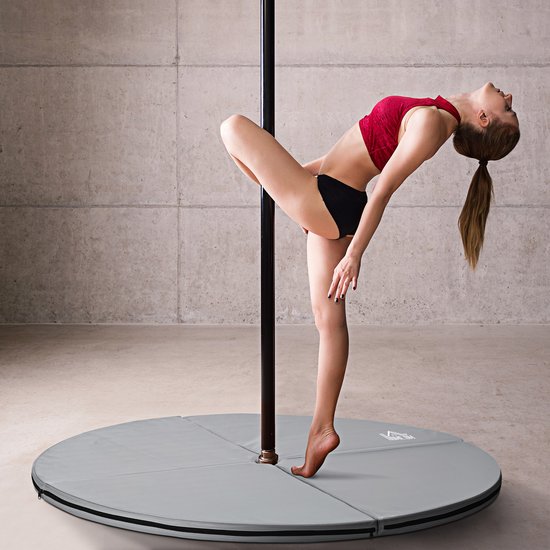 Paaldansmat-5 cm dikke ronde plastic mat voor paaldansoefeningen-gymnastiek en yoga-lichtgrijs — afbeelding 2