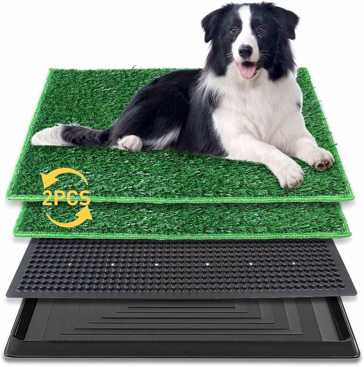 Honden Toilet Puppy Training Mat met Kunstgras en Afvalbak voor Binnen en Buiten, 76cm x 51cm, Ideaal voor Zindelijkheidstraining