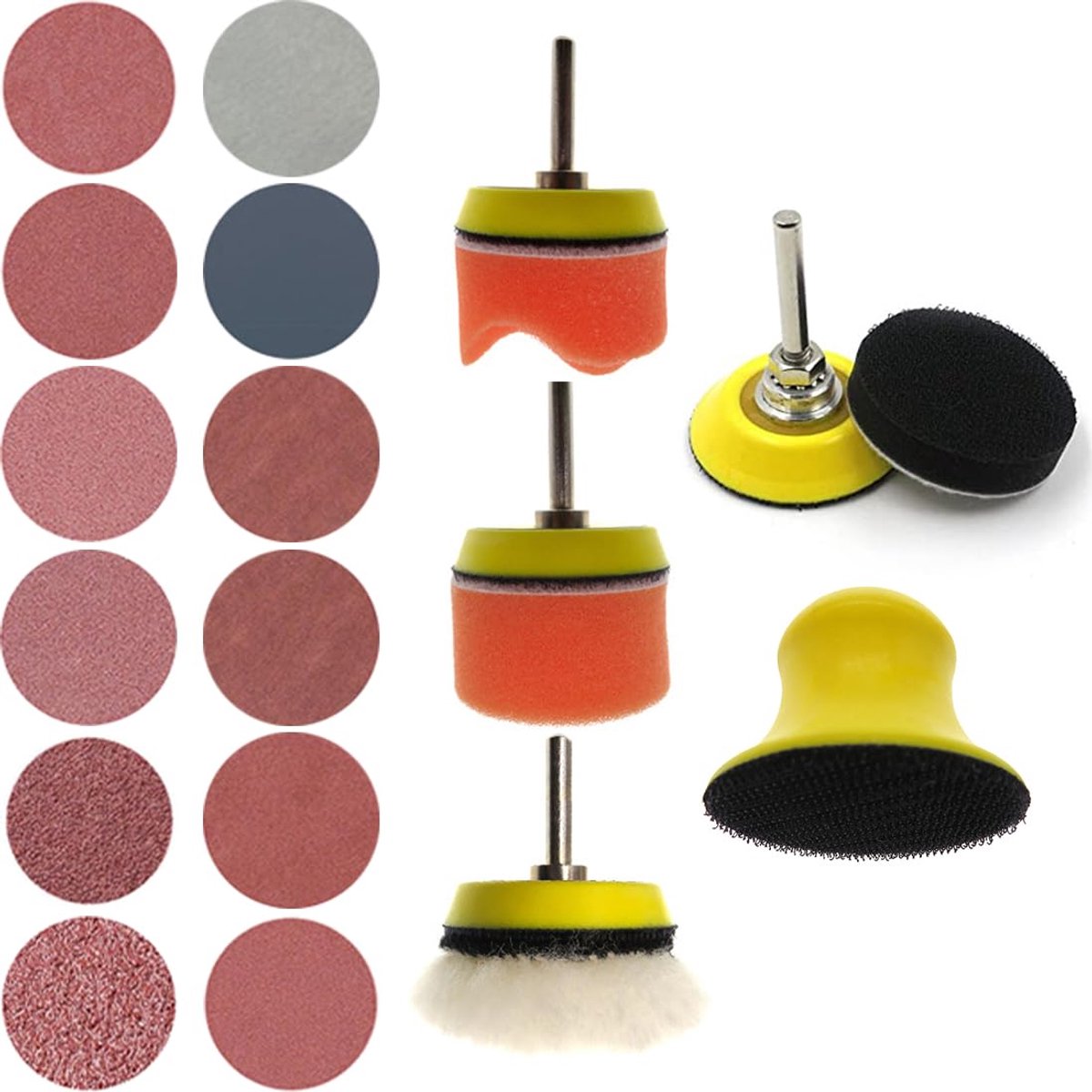 YOYEAH 180-delige schuurpapierset, 50 mm klittenband, nat en droog schuurpapier korrel (80-5000) voor metalen houten - ShopVlot