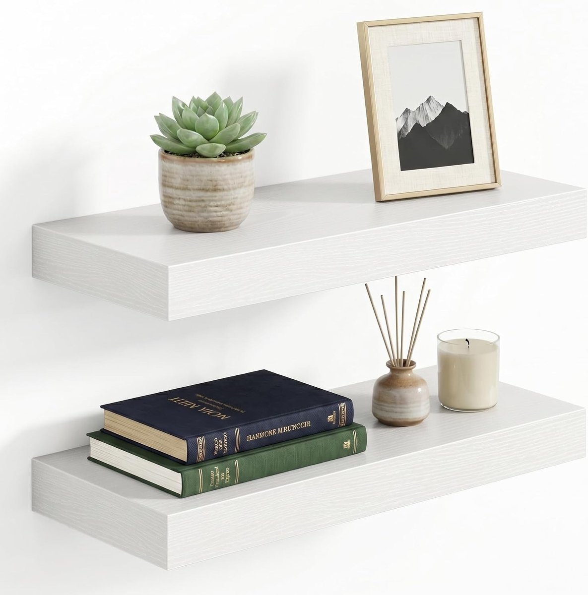 Zwevende Wandplanken - Wit - 40 x 16,5 cm - 3,8 cm Dikke MDF Planken met Onzichtbare Bevestiging - Voor Woonkamers, Keukens en Slaapkamers
