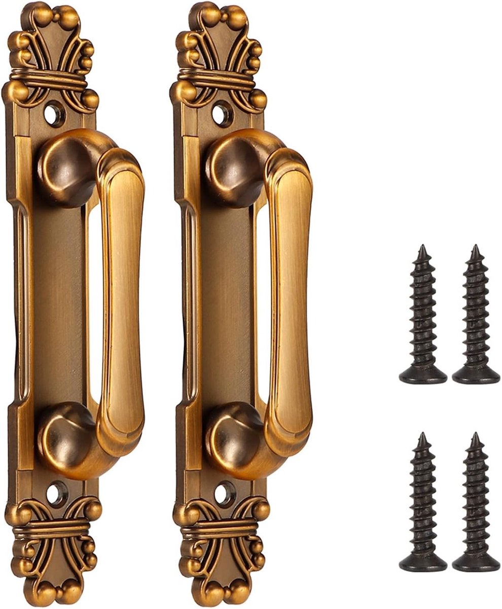 Antieke Deurgrepen in Europese Stijl - 2 Stuks Vintage Handgrepen voor Kasten en Ladefronten met Schroeven - Bruin