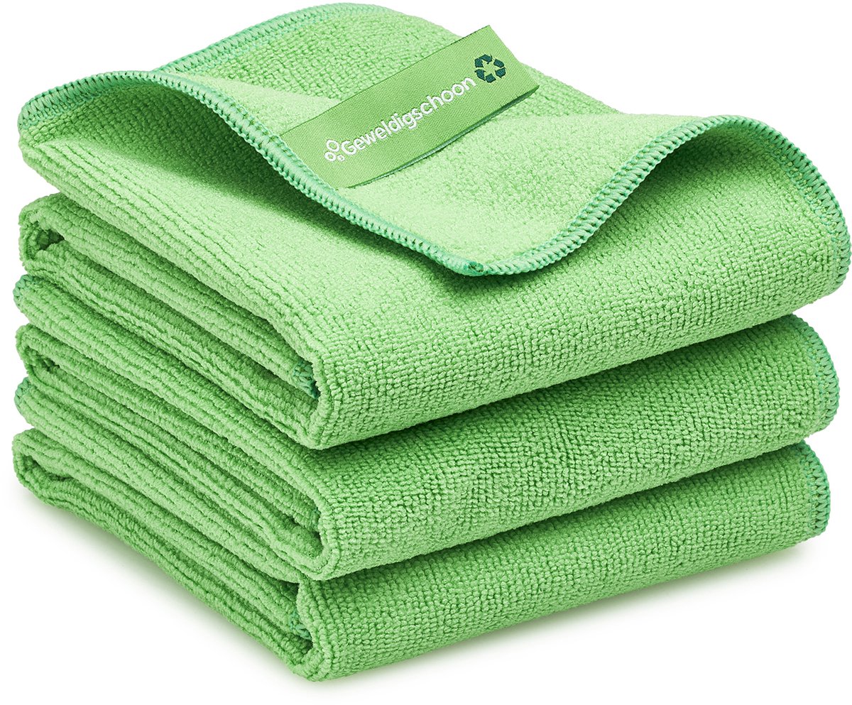 Geweldigschoon Schoonmaakdoeken - 40x40cm - 3 stuks - Microvezeldoeken - Groen