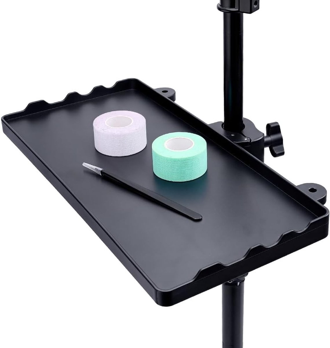 Microfoonstandaard met grote zwarte plank van ABS-kunststof voor podium, live streaming en concertoptredens, 13,7 inch x 8,8 inch, ideaal voor muziekapparatuur en opname