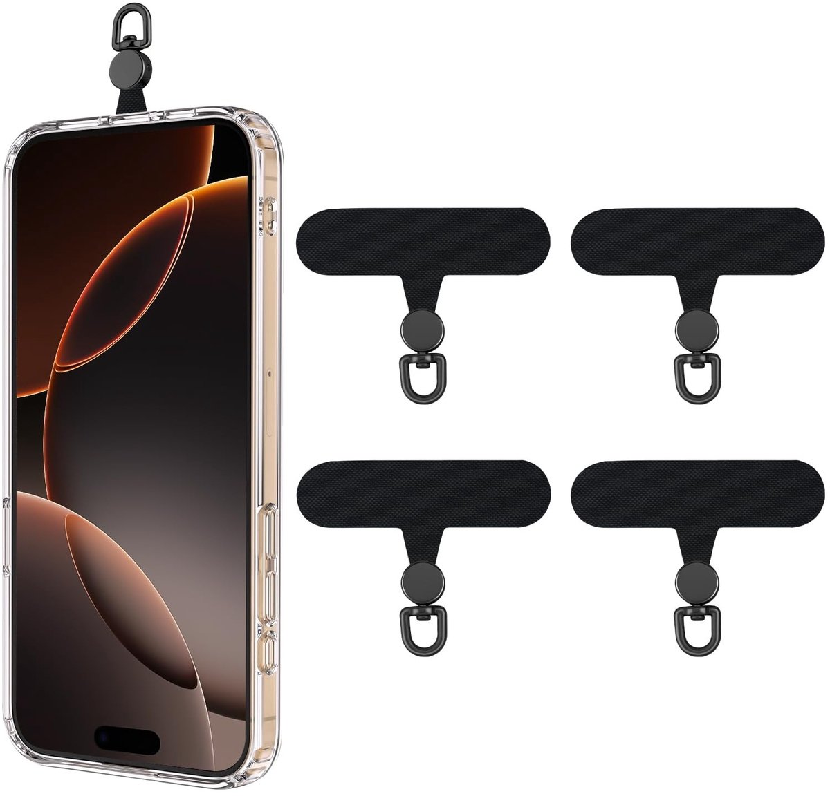 Elzusha - 360° Draaiende Telefoon Touw met 4 Lanyard Patches