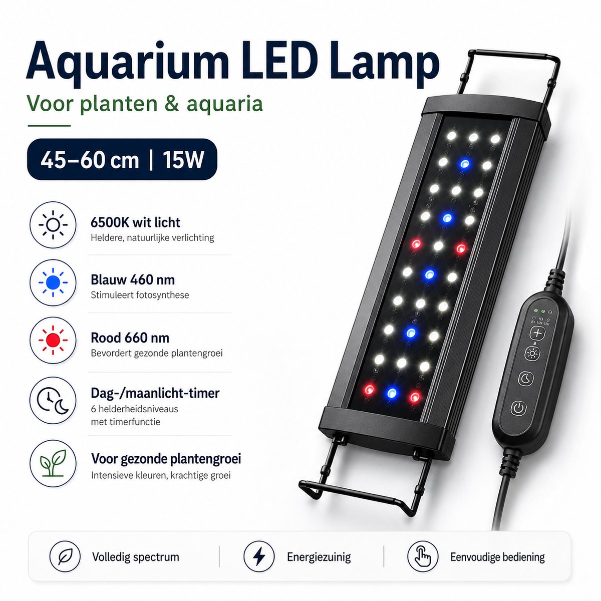 LED Aquariumverlichting - Volledig Spectrum - Energiezuinige Verlichting voor Aquatische Planten - Helder en Kleurrijk - Geschikt voor Elk Type Aquarium