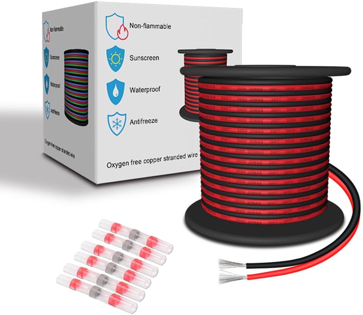 Elzusha - Flexibele Silicone Elektrische Kabel 20 AWG Rood/Zwart 15.24 m