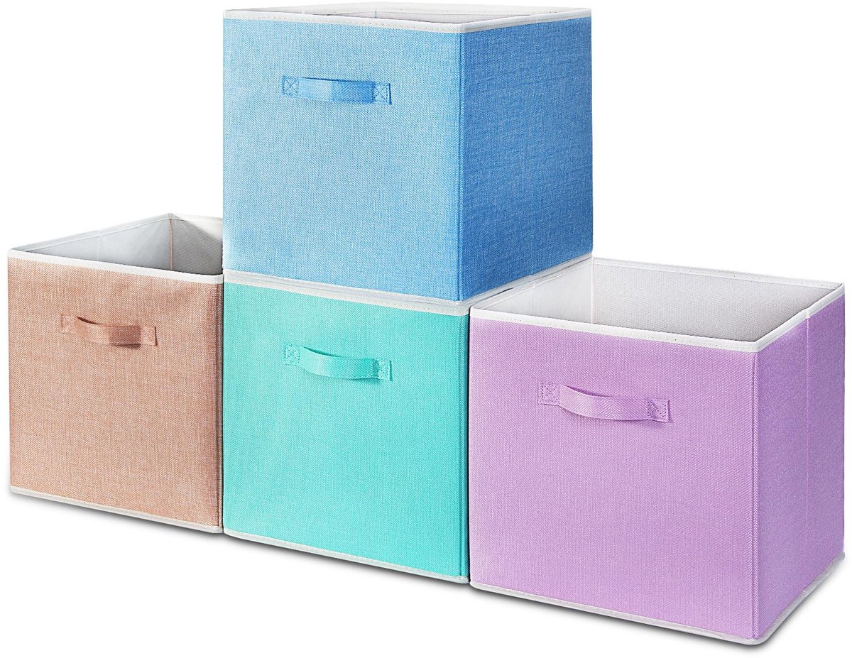 Elzusha - Set van 4 Opbergdozen met Handvatten in Mixed Kleuren