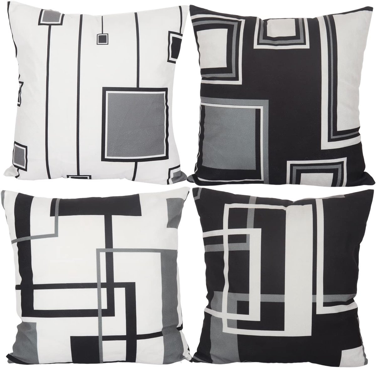 Elzusha - Set van 4 Kussenhoezen 60 x 60 cm met Geometrisch Patroon