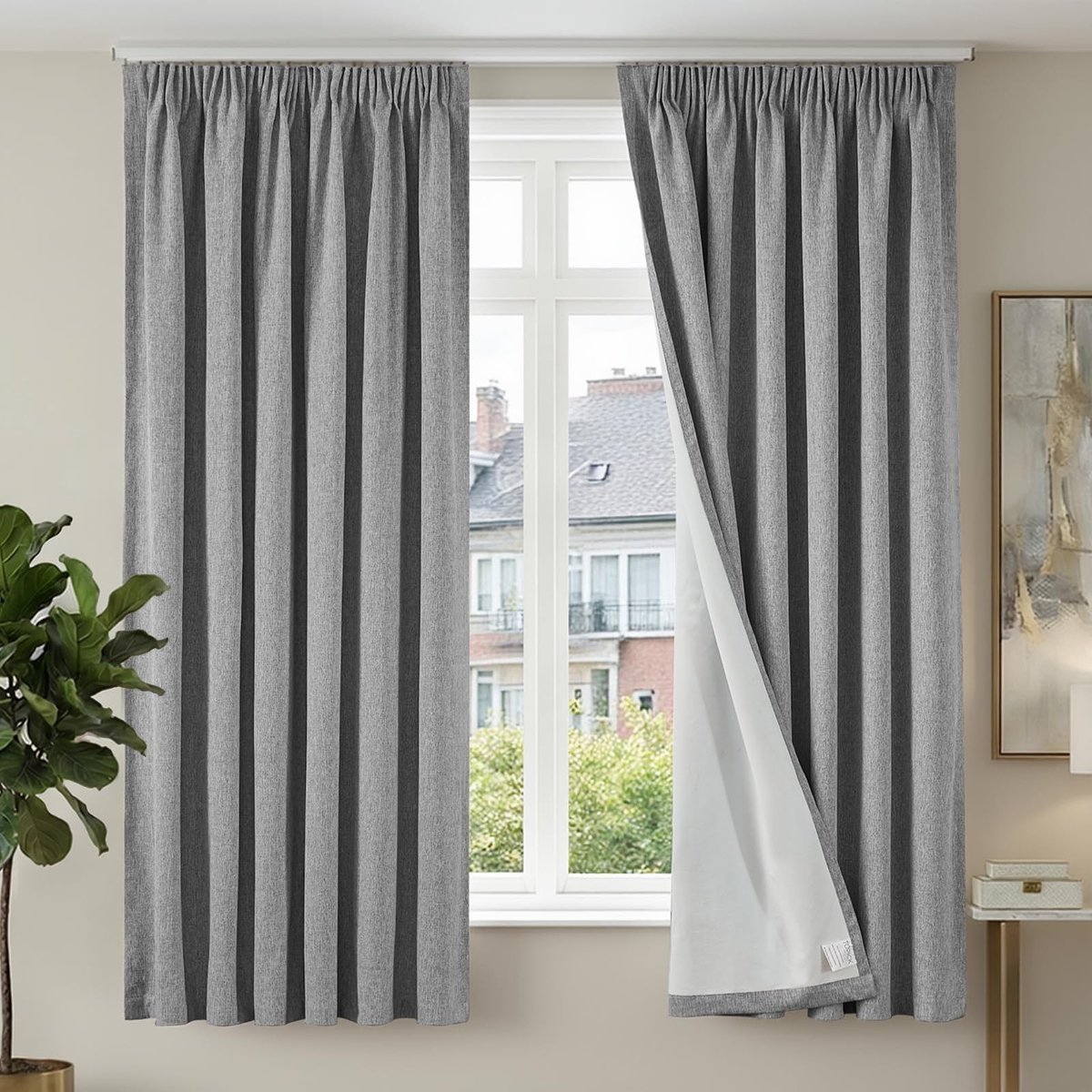 Elzusha - Blackout Gordijnen met Rimpelband - 2 Stuks, Grijs, 220 x 140 cm
