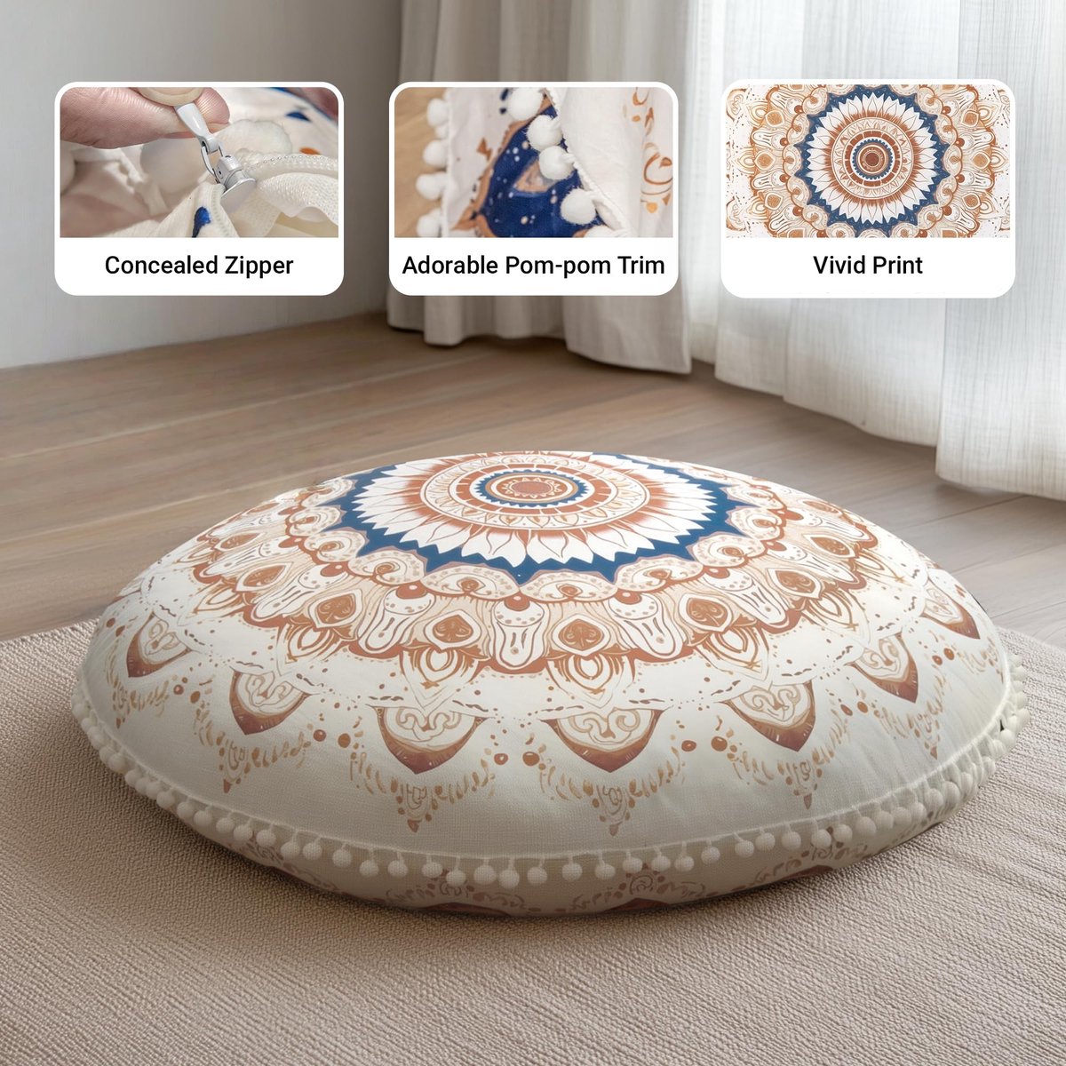 Elzusha - 2 Stuks Rond Meditatiekussen - Ergonomisch Blauw 80 cm