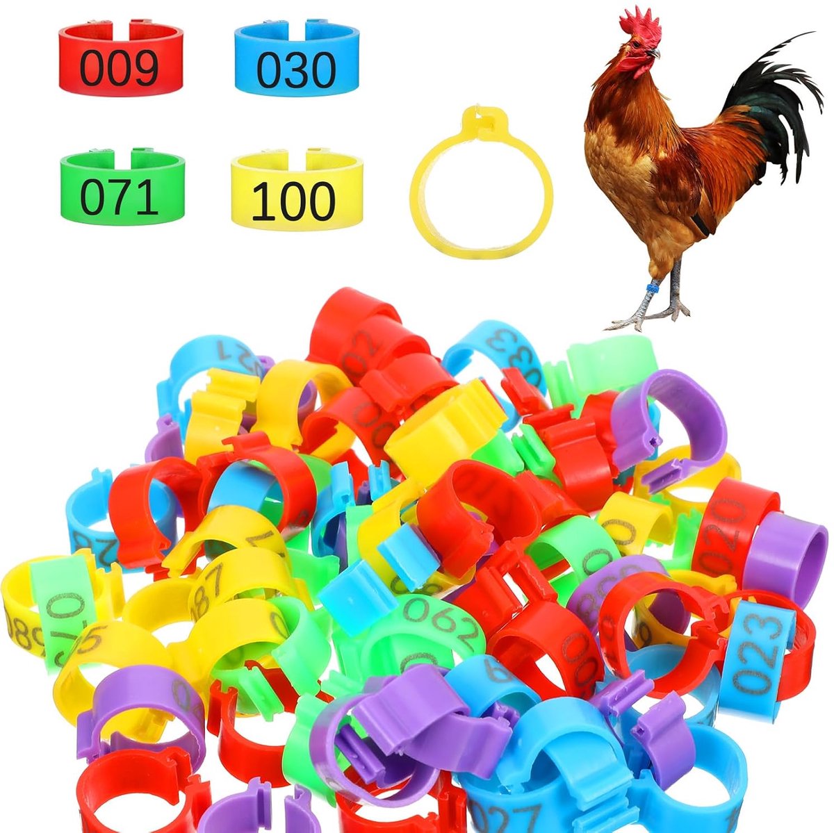 Poultry voetringen 16mm - verstelbare spiralen - 5 kleuren voor eenvoudige identificatie - ideaal voor kippen en vogels - ShopVlot