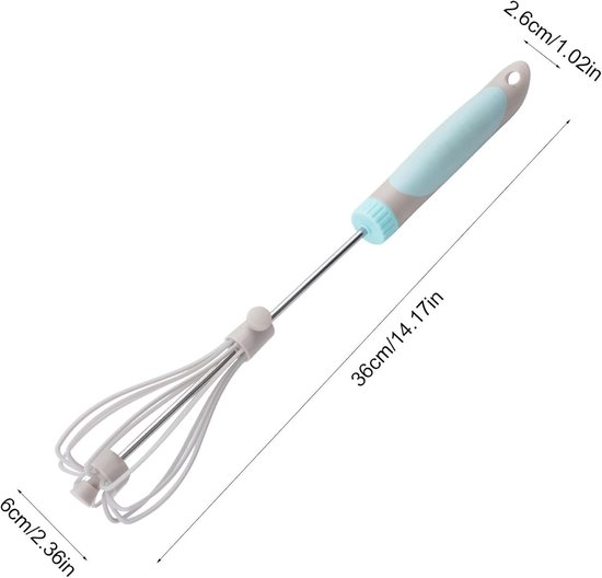 Gardeer Mixer - Semi Automatische Garde Hand Blender - Beslag Klutsen - Roestvrij Staal Draaimechanisme - 36.5 x 6.5 cm — afbeelding 5