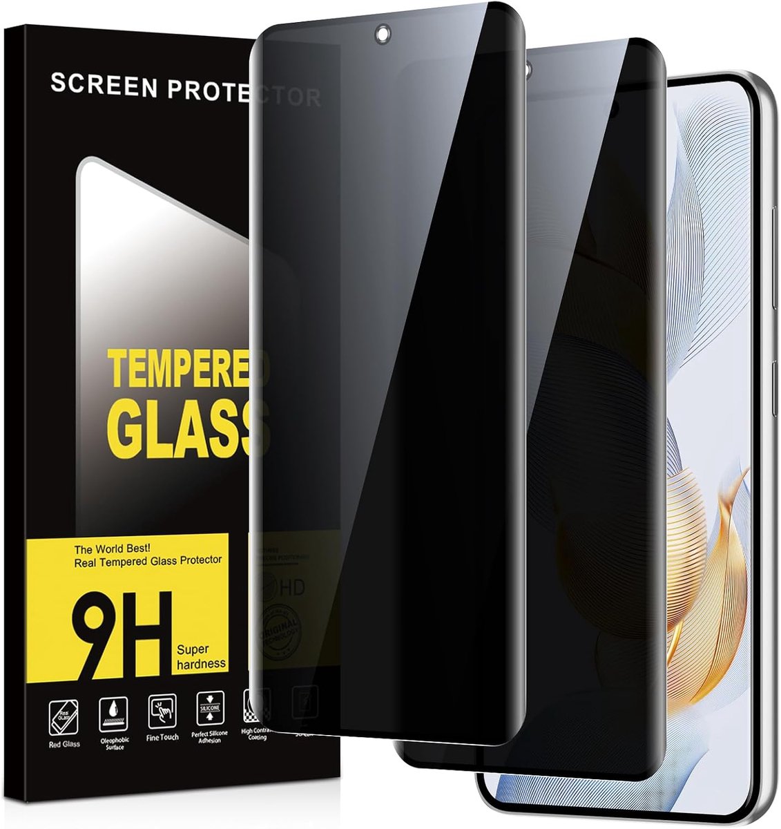 Privacy screen protector Honor 90 5G - 2 stuks - anti-spionage-harde folie - krasbestendig - ShopVlot