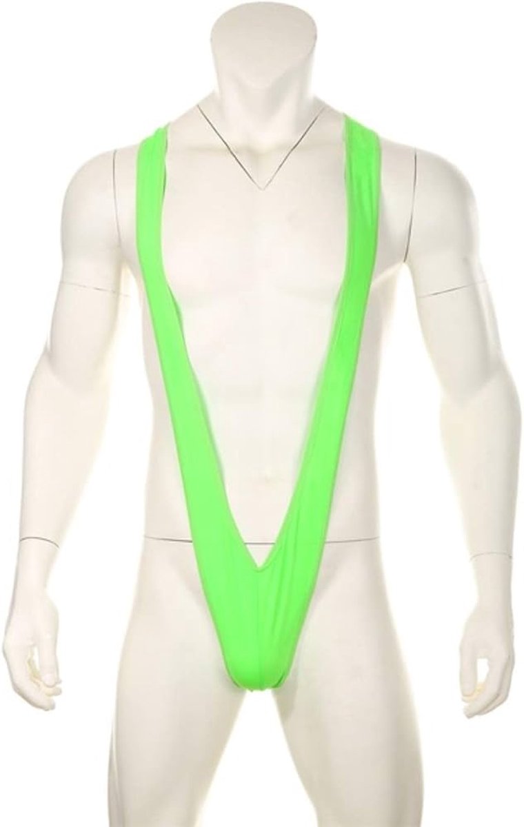 Mankini heren - Borat badpak - Verkleedkleding - Grappige zwembroek - Vrijgezellenfeest - Bachelorette - Feestartikel heren - Green mankini - Groen - One size - Jonyx