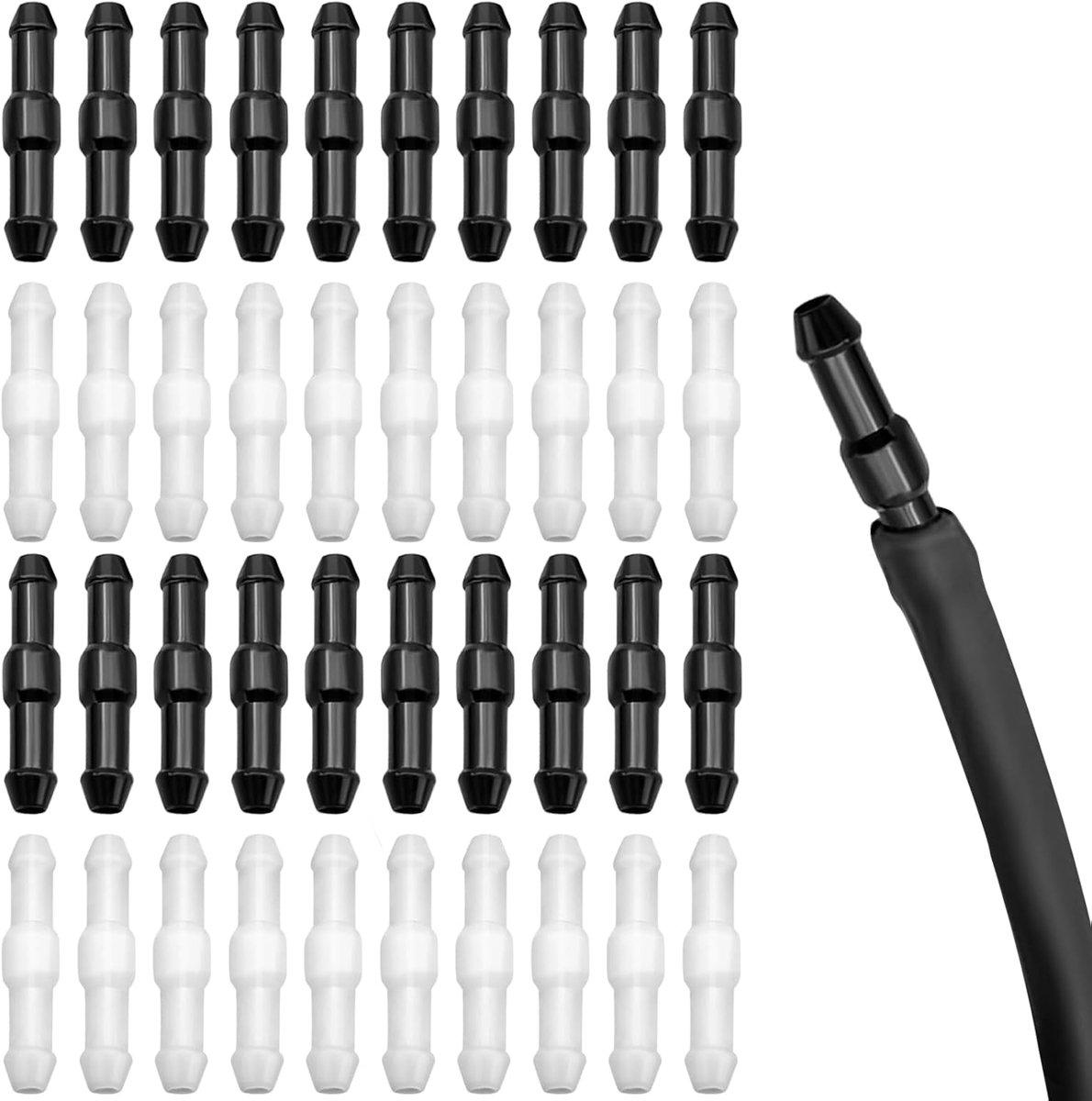 Hose connectors 4 mm - 40 stuks - zwart/wit - voor luchtpompen en watergebruik - ShopVlot