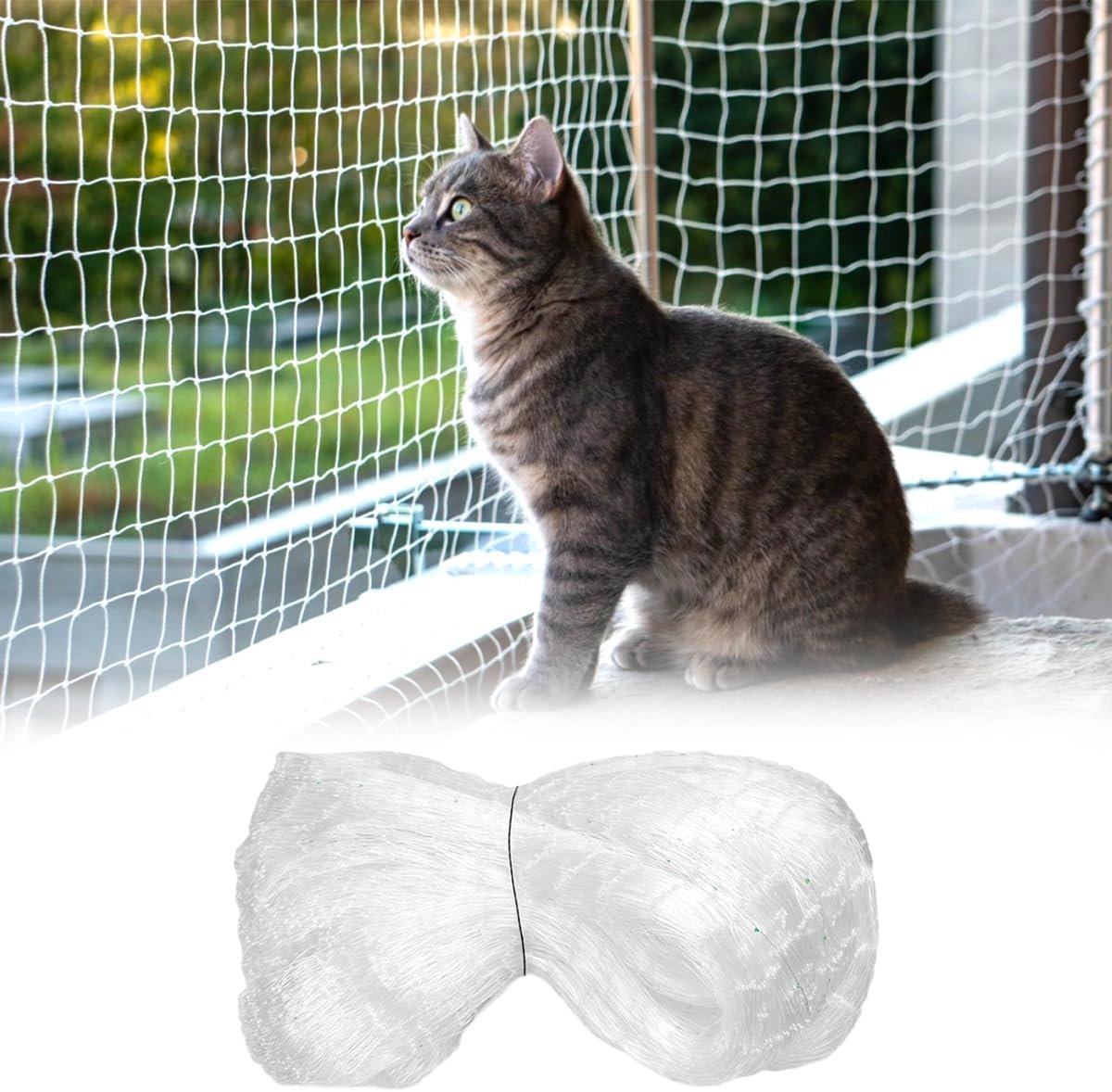 Katennet balkon 6 x 3 m - nylon - UV- en weerbestendig - veilig voor katten - ShopVlot